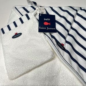 Saint James Baby Stripe Terry Hooded Towel Blanket